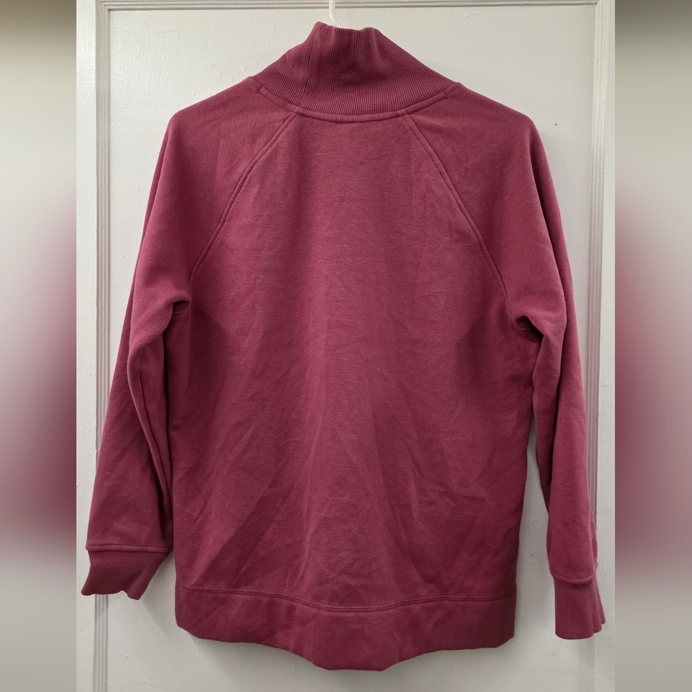 🍁Athleta Cozy Karma Side Zip Funnel Neck Sweatshirt Victorian Berry Size SP EUC - Picture 2 of 7